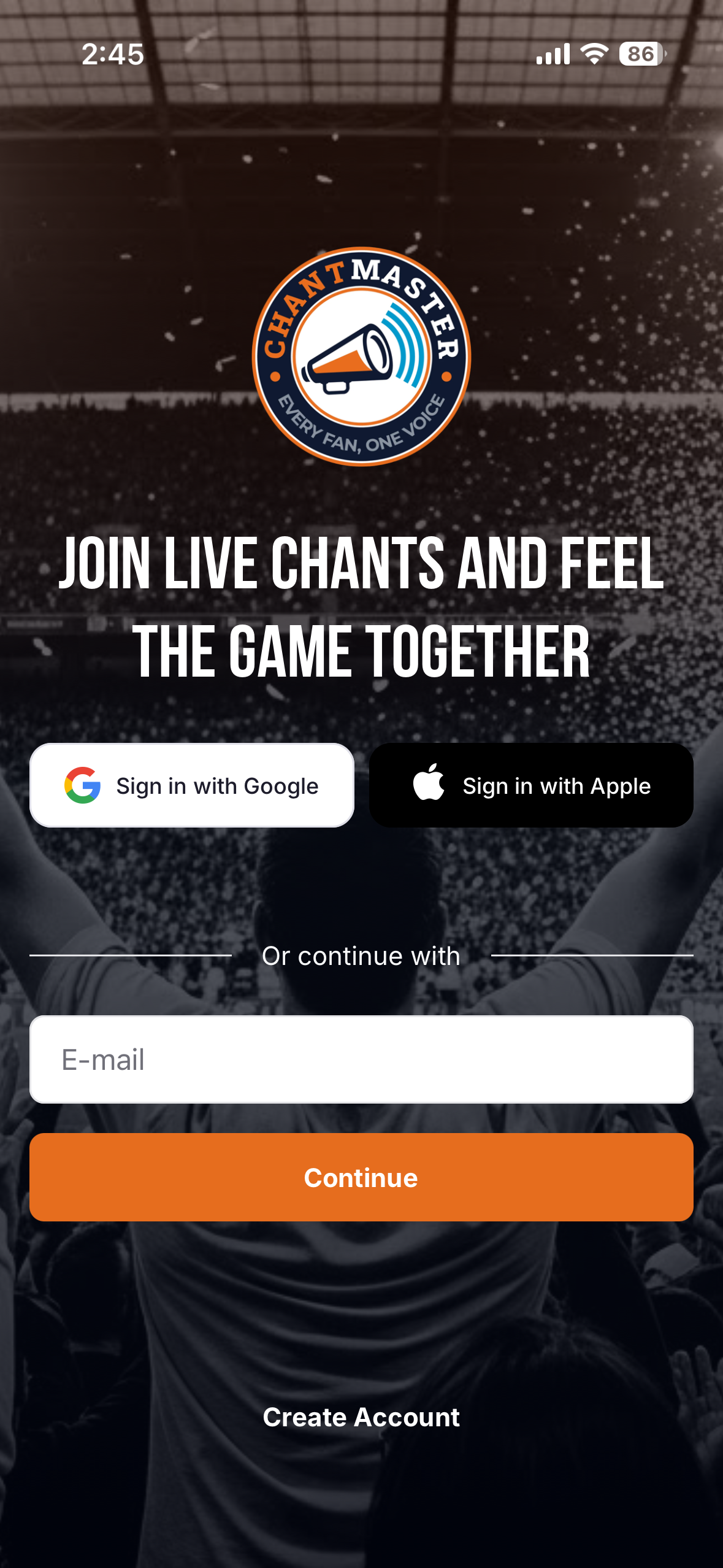 ChantMaster login screen